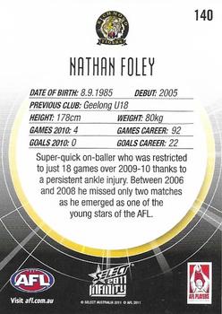 2011 Select AFL Infinity #140 Nathan Foley Back
